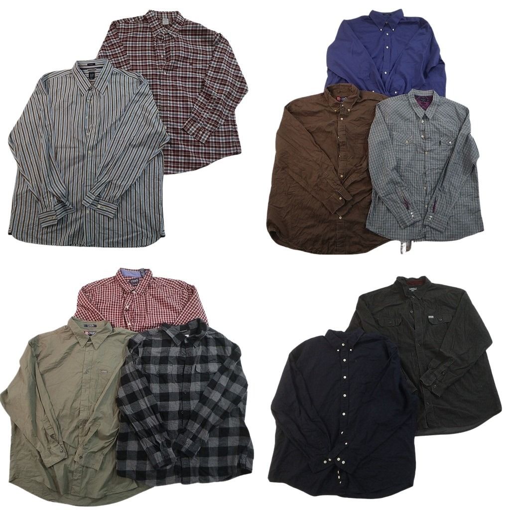 古着卸 まとめ売り ブランド 長袖シャツ 10枚セット ( メンズ XL/2XL ) ブルックスブラザーズ コロンビア トミー チャップス 中古 NF6394 古着卸 まとめ売り ブランド 長袖シャツ 10枚セット ( メンズ 2XL