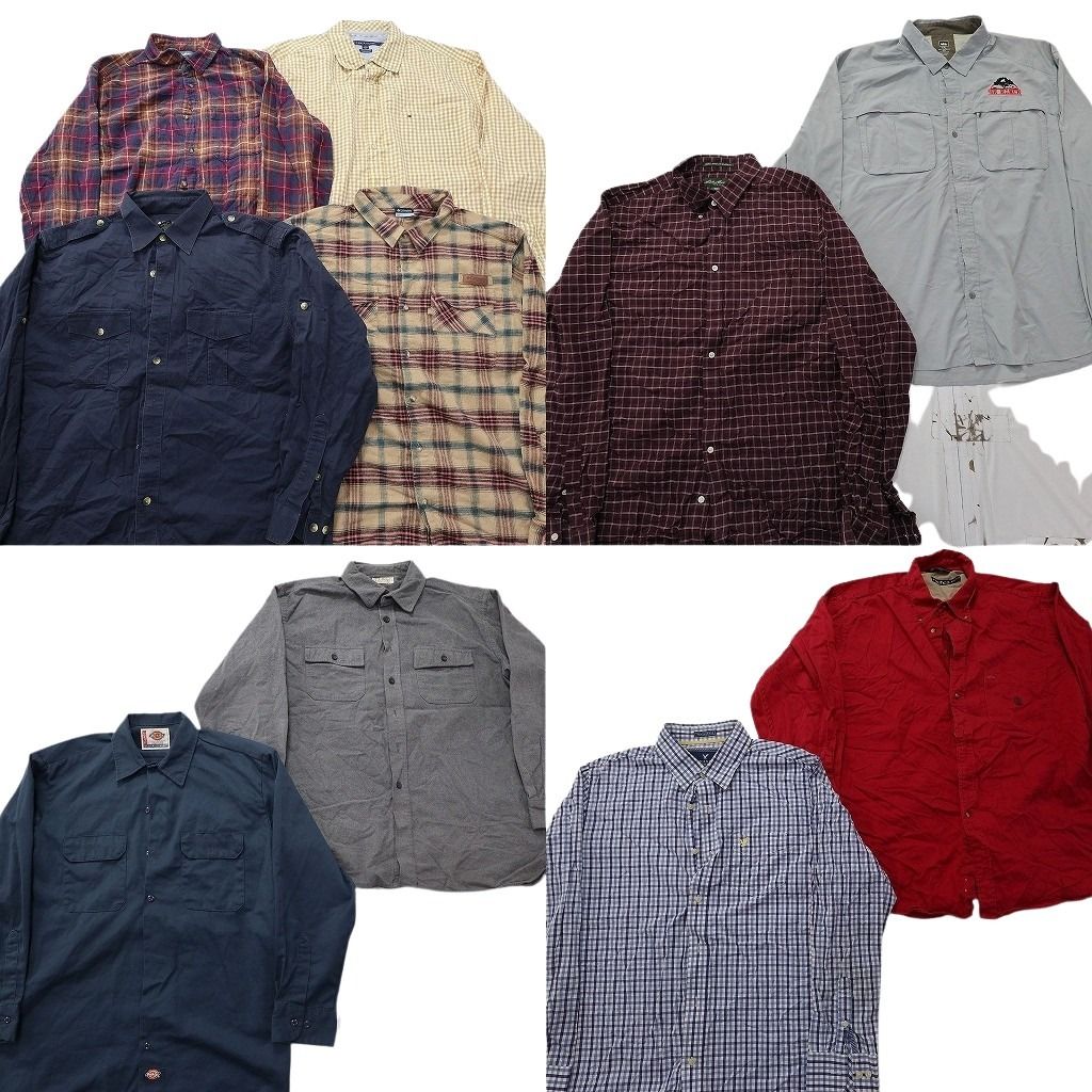 古着卸 まとめ売り ブランド 長袖シャツ 10枚セット ( メンズ XL/2XL ) REI ディッキーズ ブルックスブラザーズ コロンビア 中古 NF3964