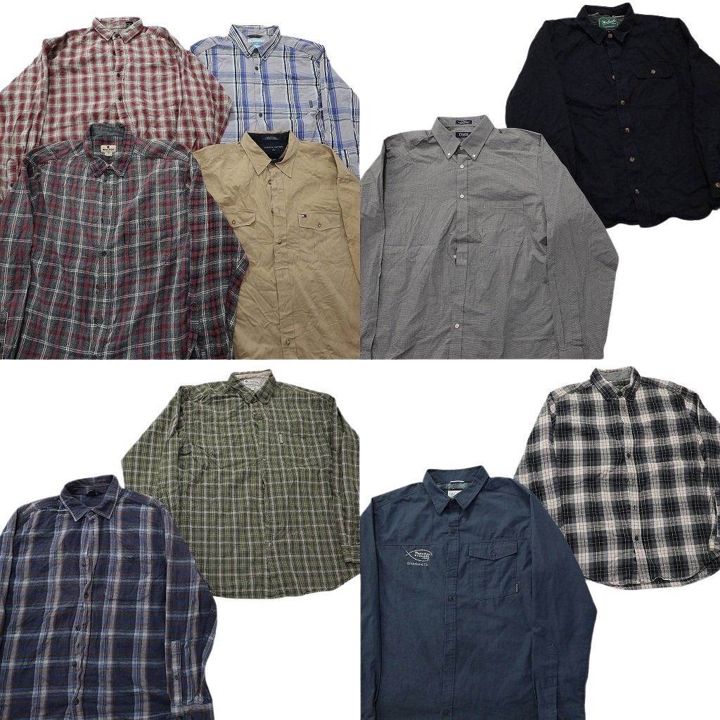 古着卸 まとめ売り ブランド 長袖シャツ 10枚セット ( メンズ XL ) コロンビア ウールリッチ チャップス エディーバウアー 古着 NF3966