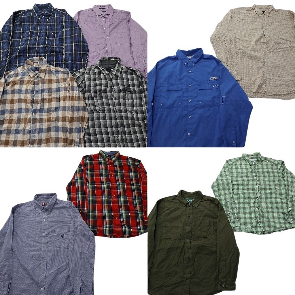 古着卸 まとめ売り ブランド 長袖シャツ 10枚セット ( メンズ L/XL ) コロンビア チャップス ウールリッチ トミー GAP 中古 古着 NF3969