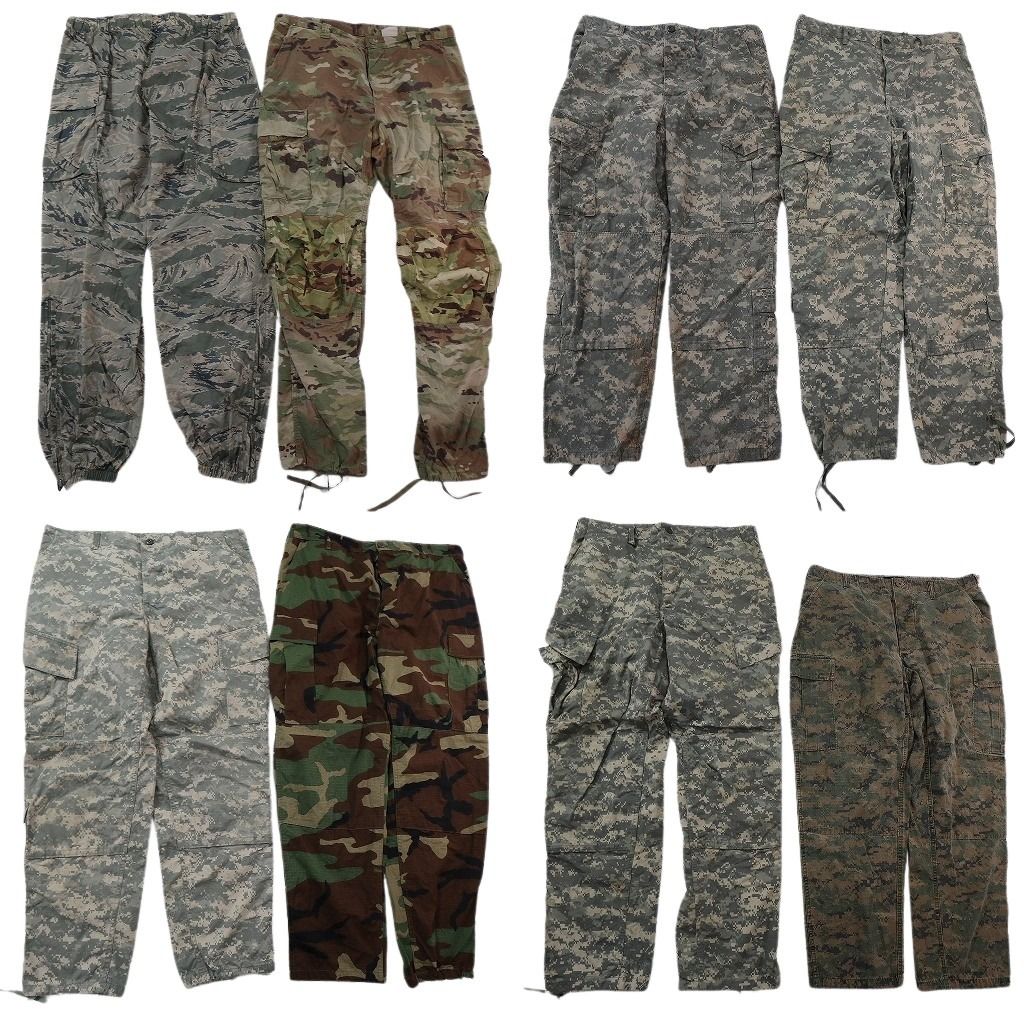 古着卸 まとめ売り ミリタリー ロングパンツ 8枚セット ( メンズ L/XL ) ダブルニー デジカモ マルチカム カーゴ 中古 古着 NF3995