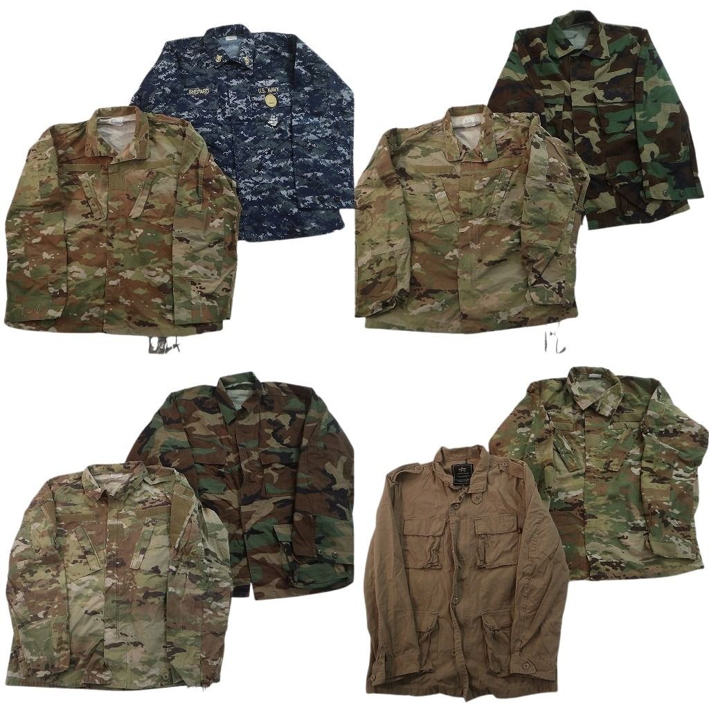 古着卸 まとめ売り ミリタリー フィールドジャケット 8枚セット ( メンズ L ) 無地 ベージュ ブルー デジカモ NAVY 中古 古着 NF4014