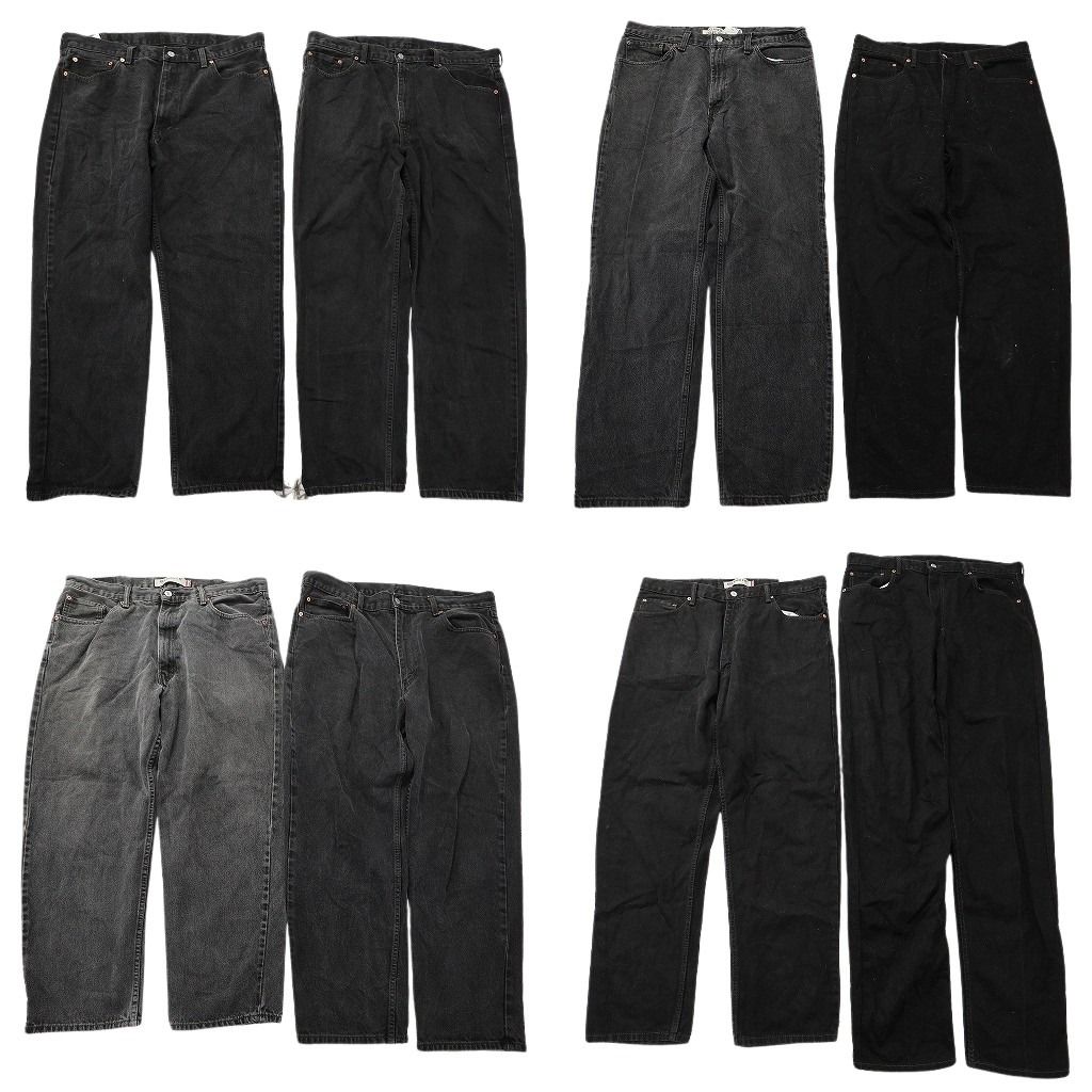 古着卸 リーバイス 550・560 ブラック デニムパンツ 8枚セット ( メンズ 40/38 ) ワイド リラックス ジッパーフライ 中古 古着 NF4027