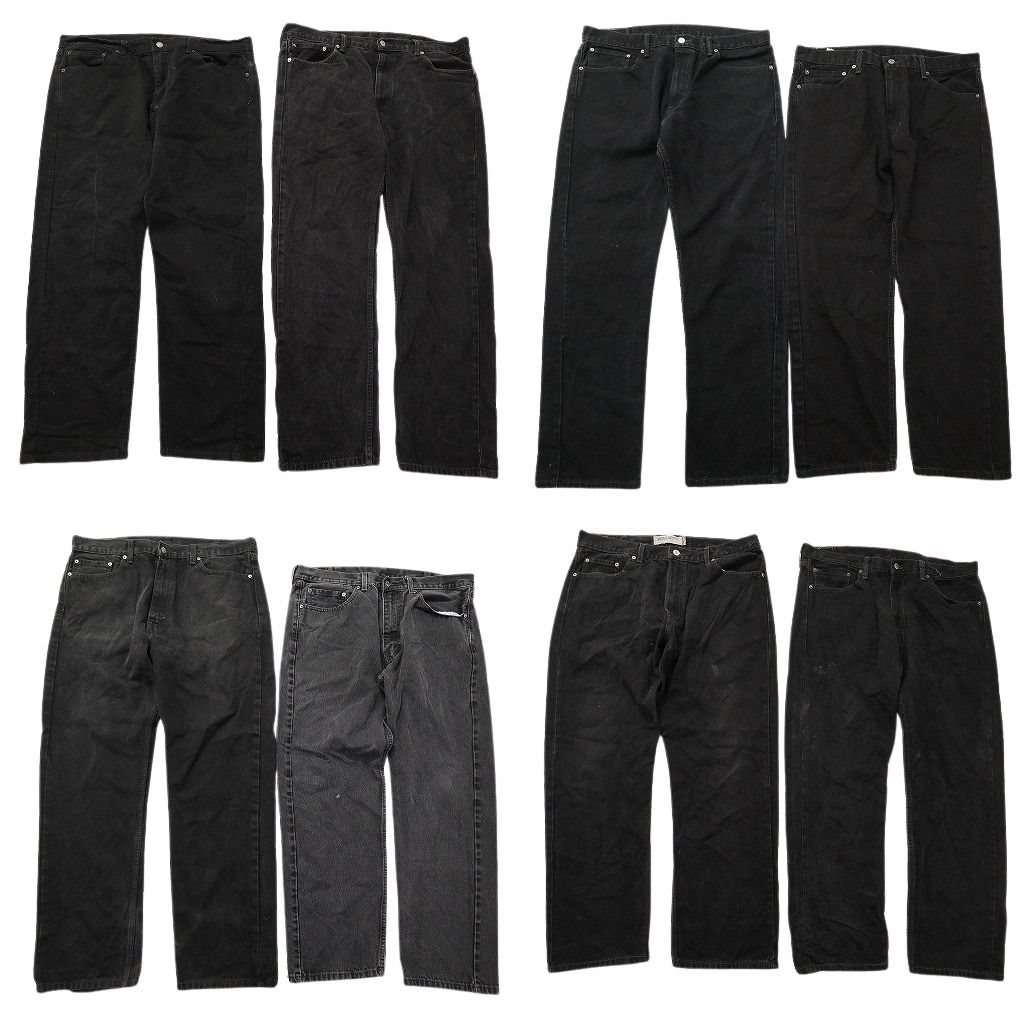 古着卸 まとめ売り リーバイス 505 黒色 ブラック デニムパンツ 8枚セット ( メンズ 40/38 ) テーパード　ジッパーフライ 中古 古着 NF4032