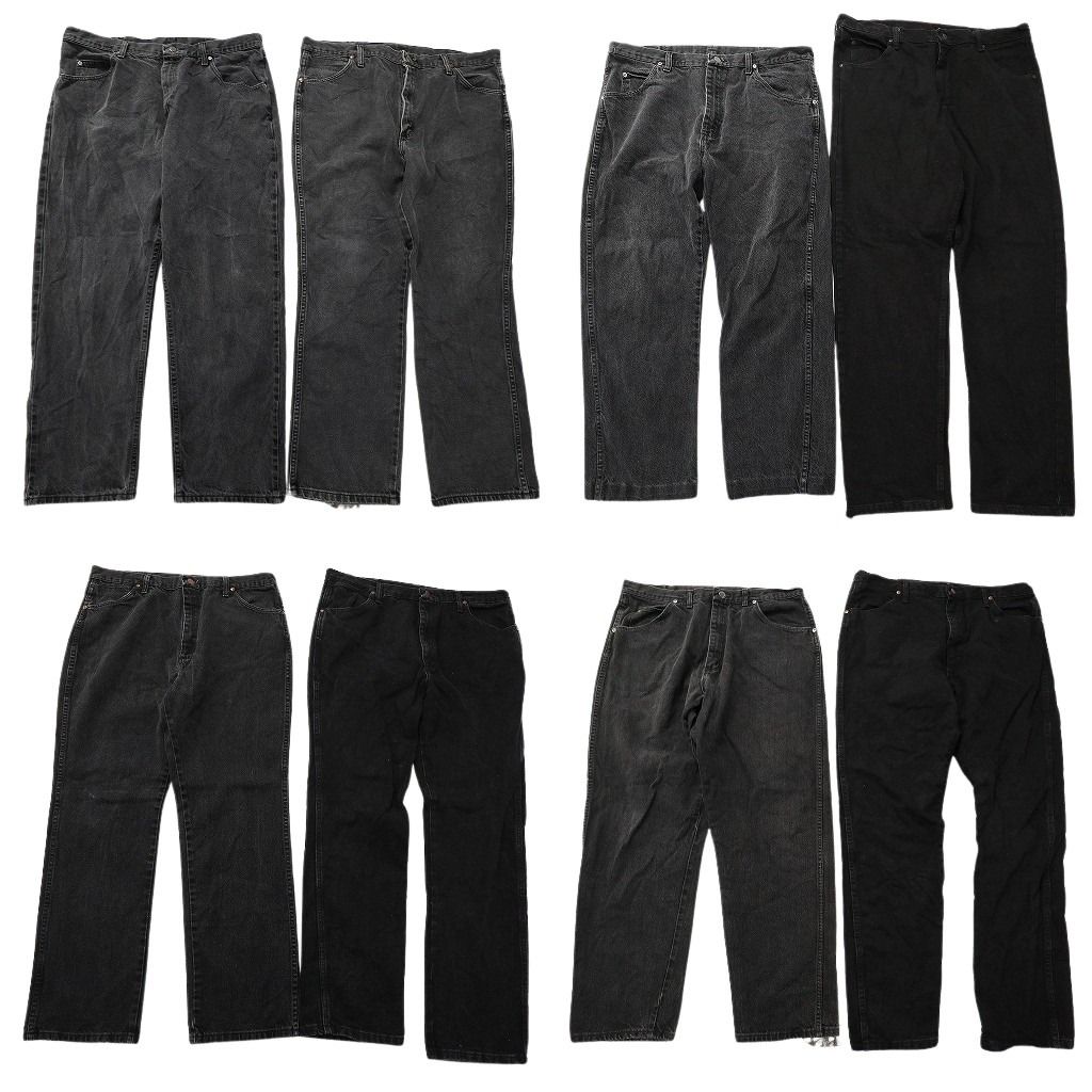 古着卸 まとめ売り ラングラー 黒色 ブラック デニムパンツ 8枚セット ( メンズ 38 ) アメカジ 中古 古着 NF4040