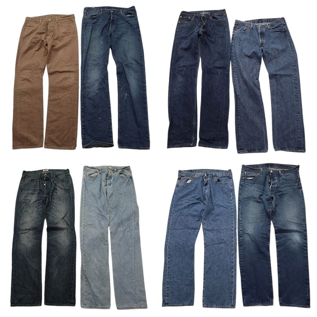 古着卸 まとめ売り リーバイス 501 デニムパンツ 8枚セット ( メンズ 35/34 ) ストレート　ボタンフライ フェード ベージュ 中古 NF4051