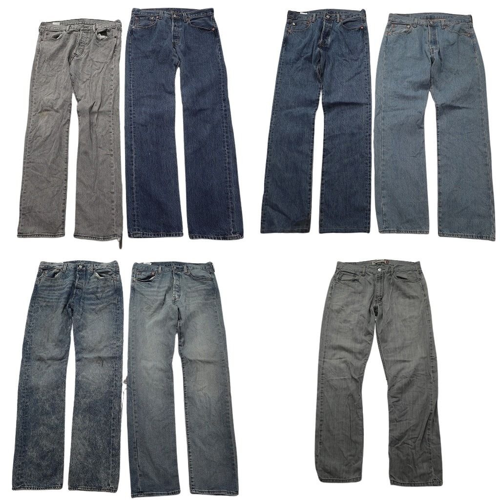 古着卸 まとめ売り リーバイス 501 デニムパンツ 7枚セット ( メンズ 33 ) ストレート　ボタンフライ ケミカルウォッシュ 中古 古着 NF4055