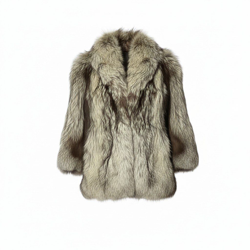 12c14 極厚 シルバーフォックスファー ロングコート サイズF 茶系 本毛皮 Silver Fox Fur Long Coatt18r