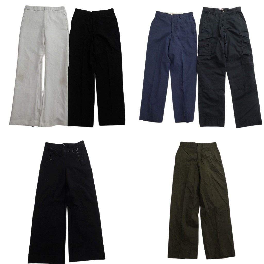 古着卸 ミリタリー ロングパンツ 6枚セット ( メンズ 29/30/32 ) カーゴ セーラーパンツ ネイビー ブラック ホワイト 中古 古着 NF4063