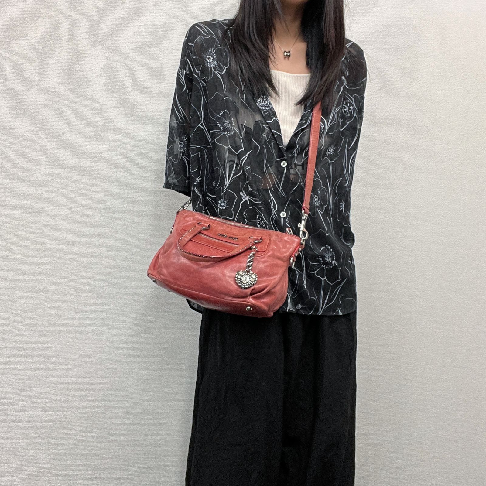 中古】MIU MIU ミュウミュウ ギャザー 2WAY ハンドバッグ ショルダー 