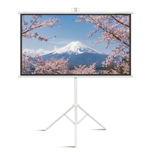 プロジェクタースクリーン 72インチ 16:9 自立式 携帯型 吊り下げ 壁掛け 2つの設置モード プロジェクター用 スクリーン 屋内屋外兼用 2分で簡単設置可能 ロール式 大型 (72インチ 16:9)e