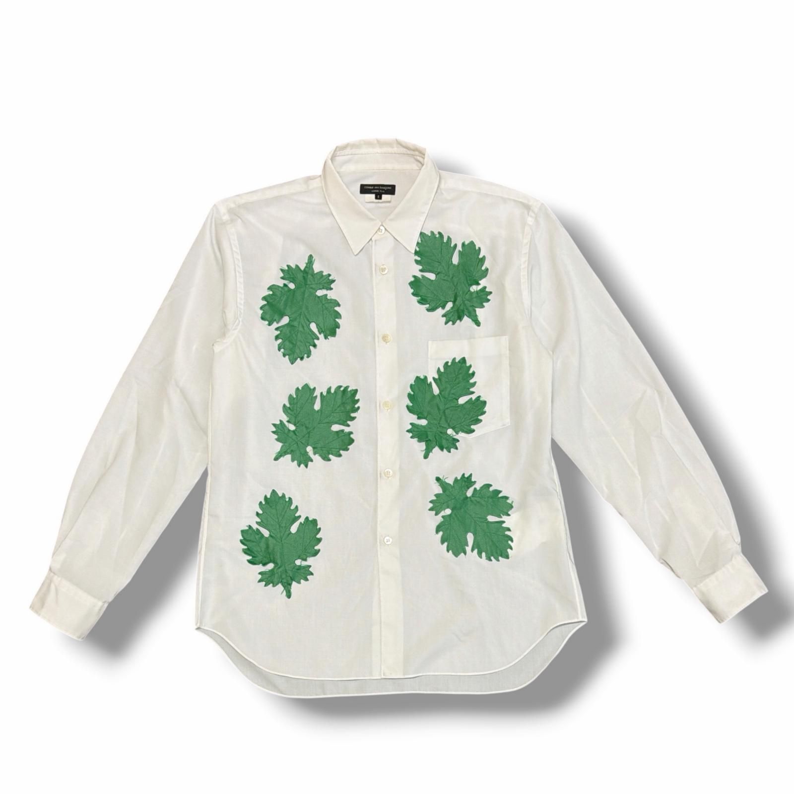 COMME des GARCONS HOMME PLUS Leaves patchwork shirt リーフパッチワークシャツ コムデギャルソンオムプリュス PM-B017 ホワイト S （5706M）