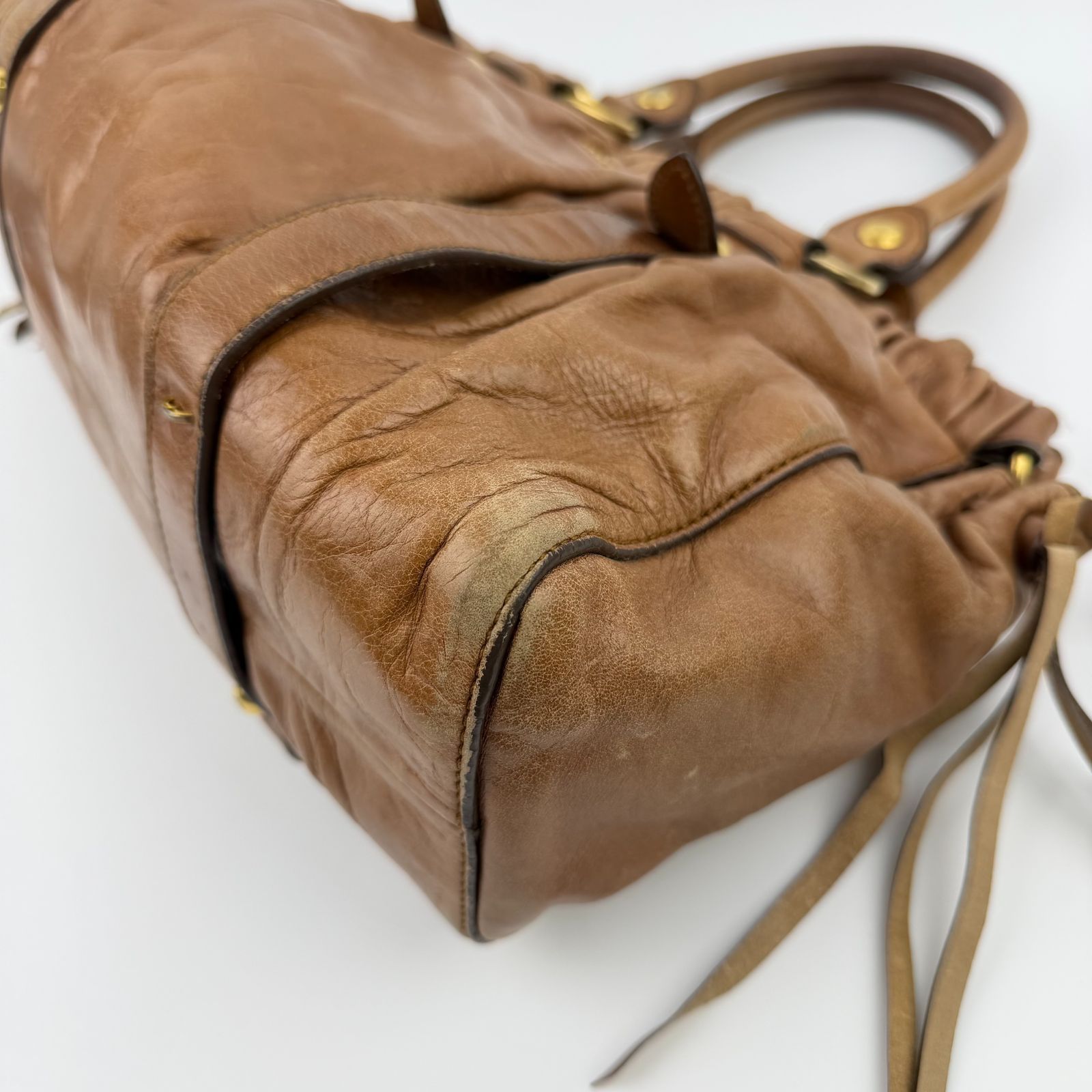 中古】MIU MIU ミュウミュウ ギャザー 2WAY ハンドバッグ ショルダー 
