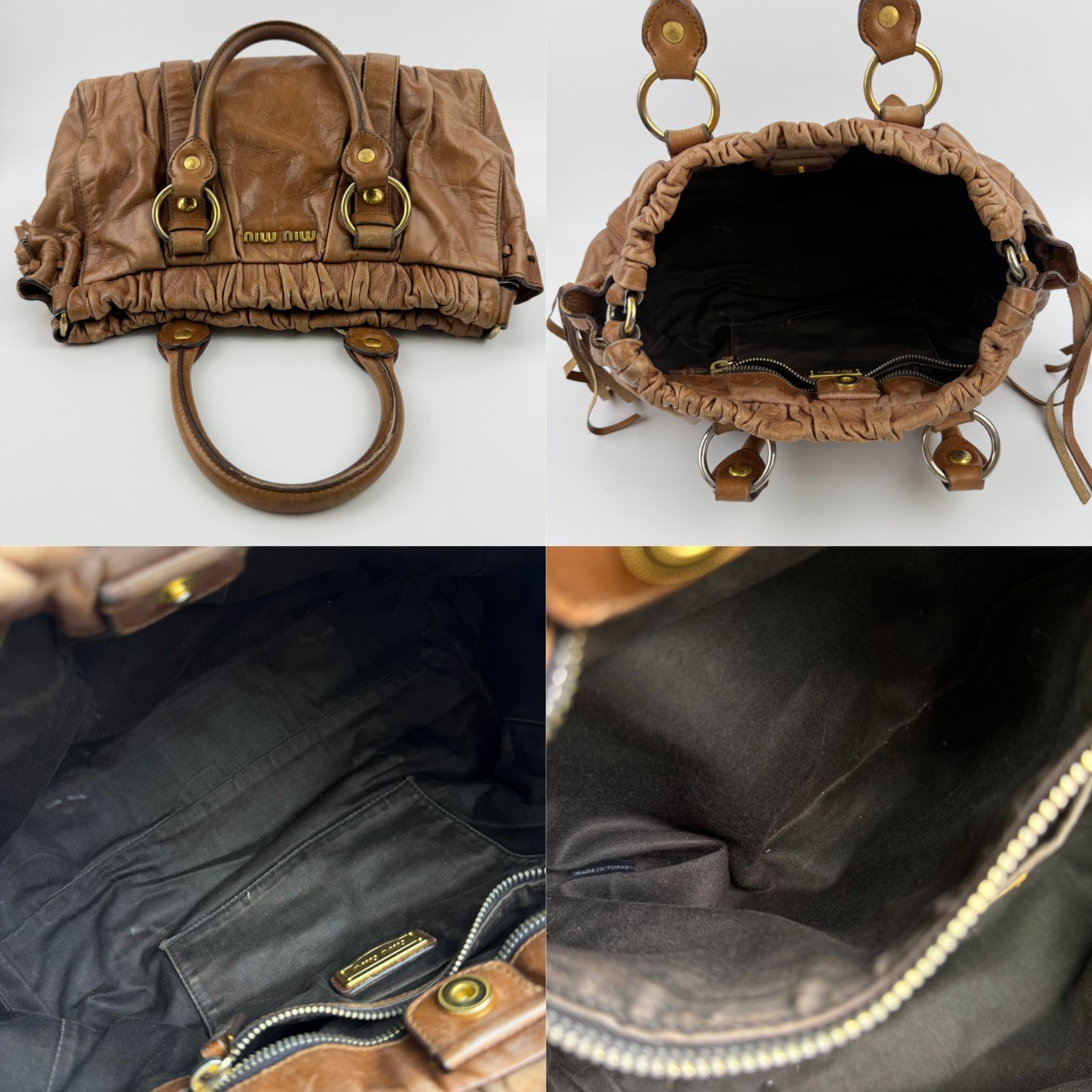 中古】MIU MIU ミュウミュウ ギャザー 2WAY ハンドバッグ ショルダー 