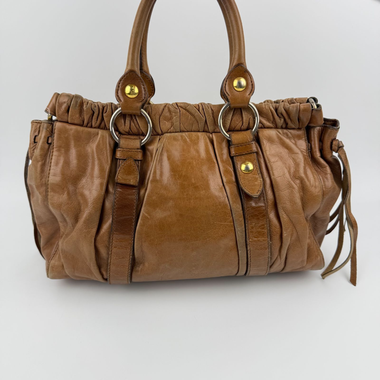 中古】MIU MIU ミュウミュウ ギャザー 2WAY ハンドバッグ ショルダー 