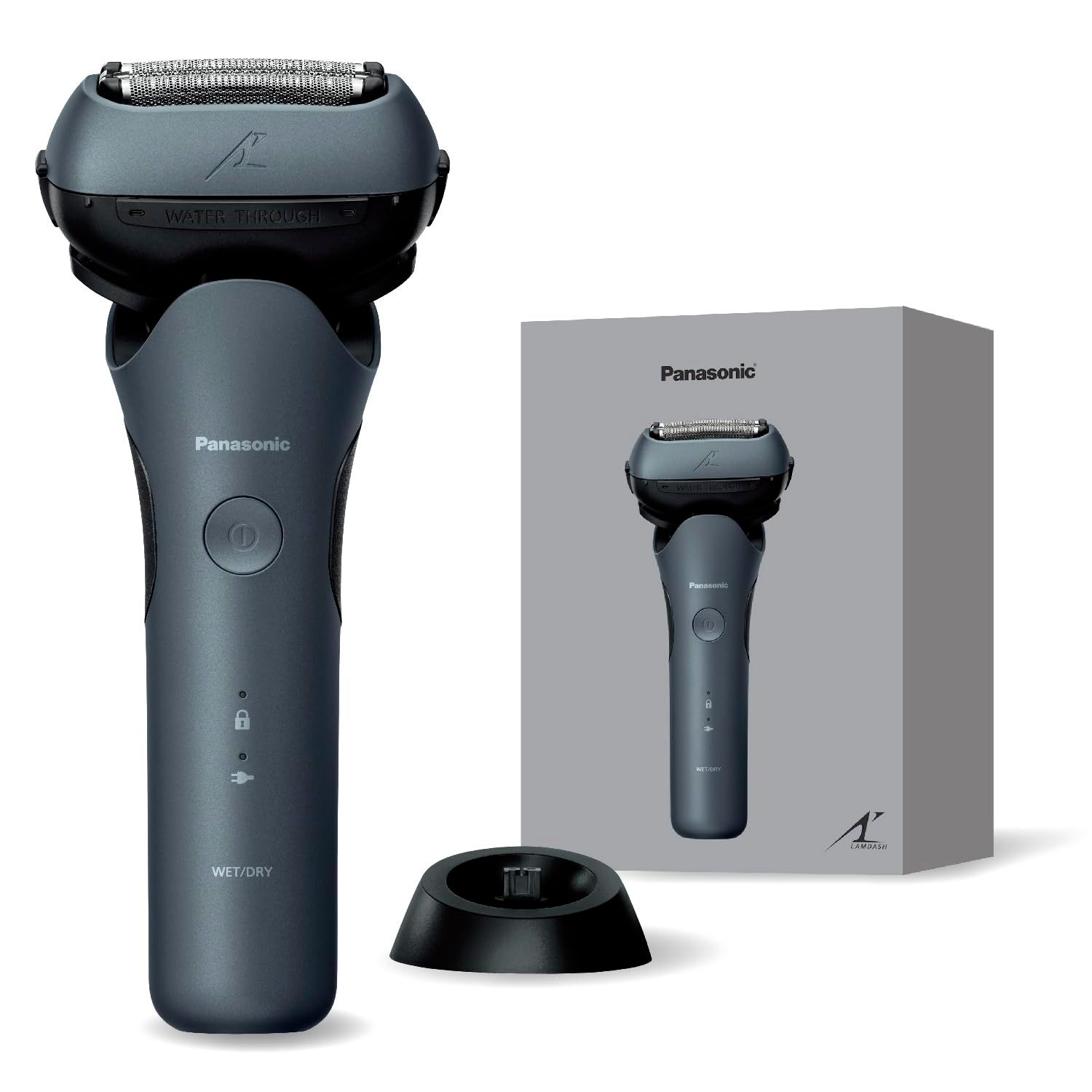 パナソニック メンズ シェーバー ラムダッシュ 3枚刃 電動 髭剃り ACアダプター充電/充電スタンド 密着3Dヘッド ES-L361W-A ティールブルー [お風呂でも剃れる]