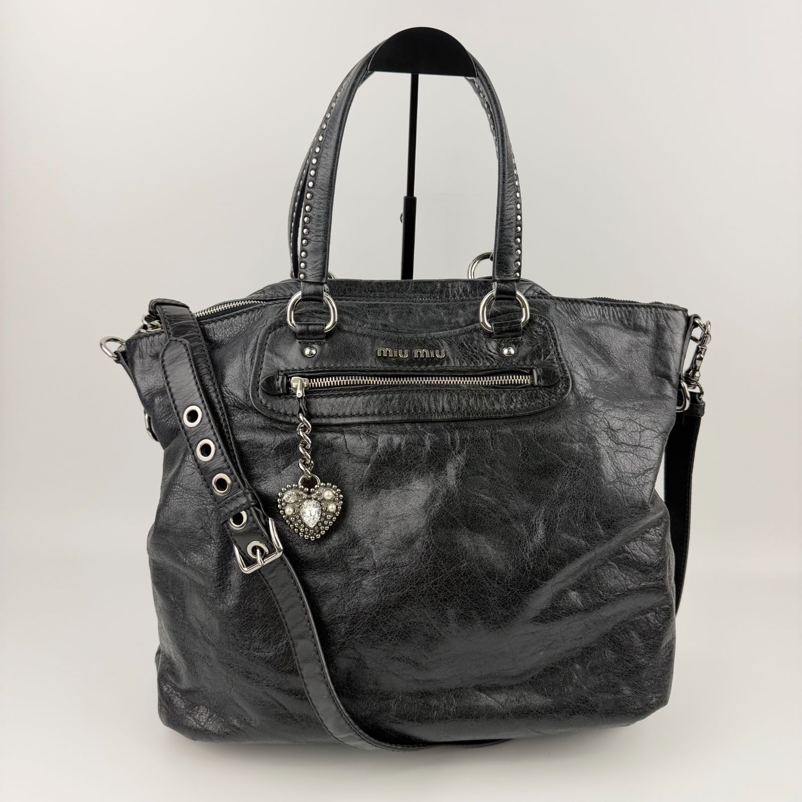 中古】MIU MIU ミュウミュウ スタッズ 2WAY ハンドバッグ ショルダー