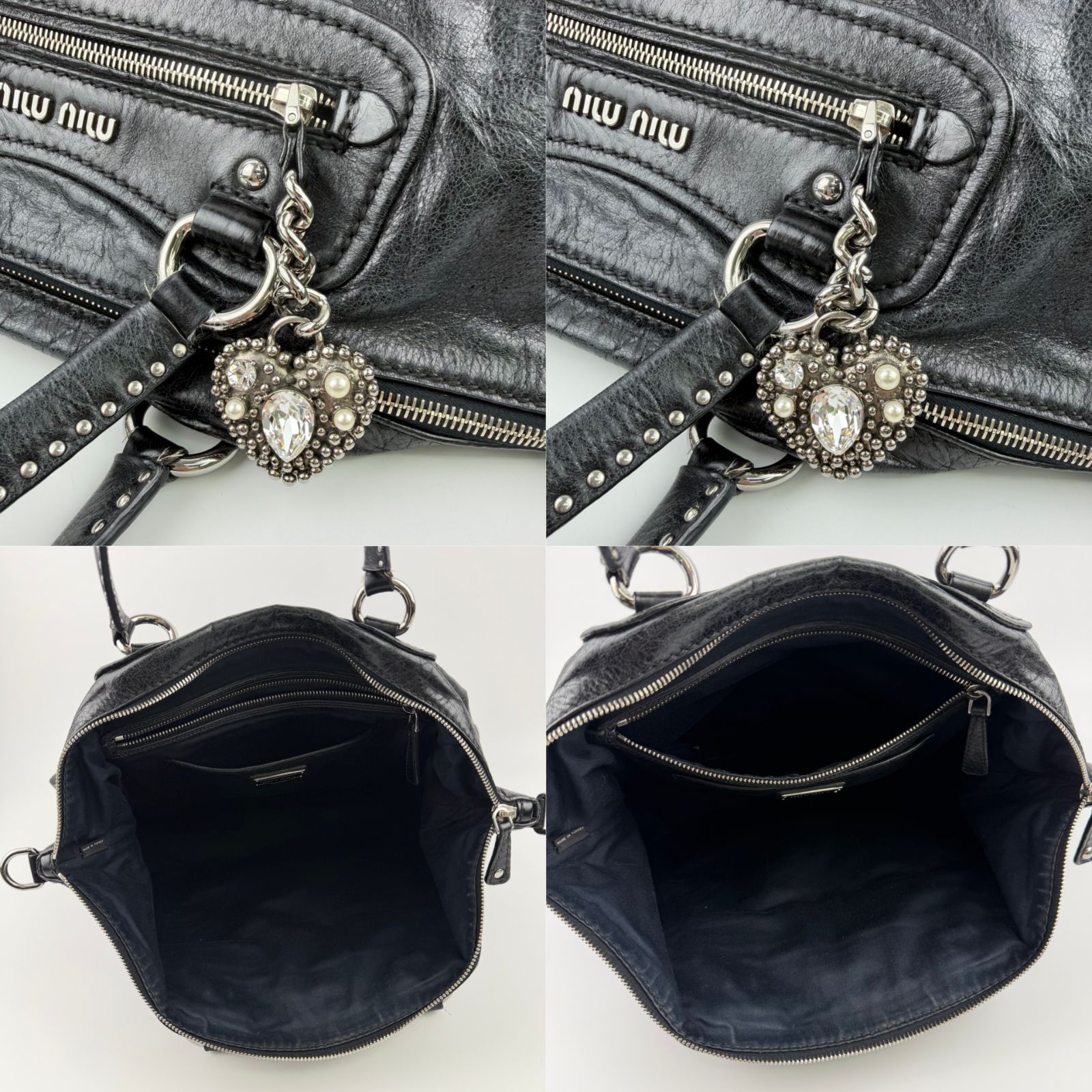 中古】MIU MIU ミュウミュウ スタッズ 2WAY ハンドバッグ ショルダー 