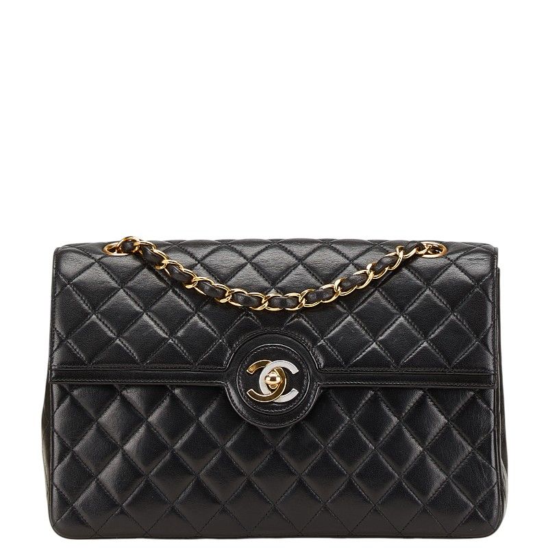 シャネル マトラッセ ココマーク パリ限定 チェーン ショルダーバッグ ハンドバッグ ブラック ラムスキン レディース CHANEL【237-13117】