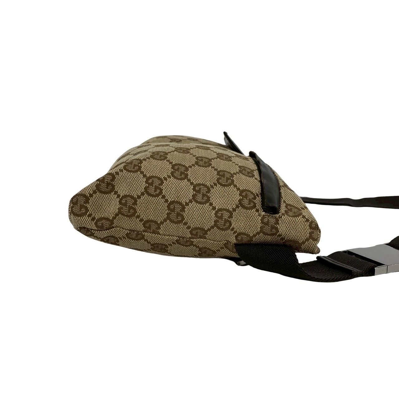 極 美品 GUCCI グッチ GG 柄 キャンバス ロゴ 刻印 レザー 本革 ボディ