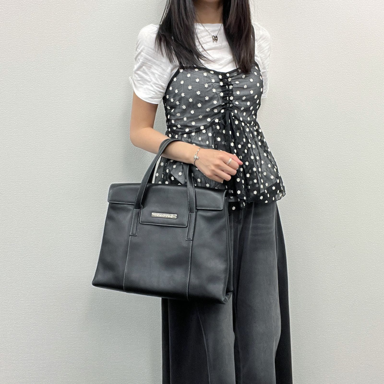 【中古】BVLGARI ブルガリ ロゴプレート ハンドバッグ レザー ブラック ヴィンテージ レディース HIBUOCHI VINTAGE hboc260623a02