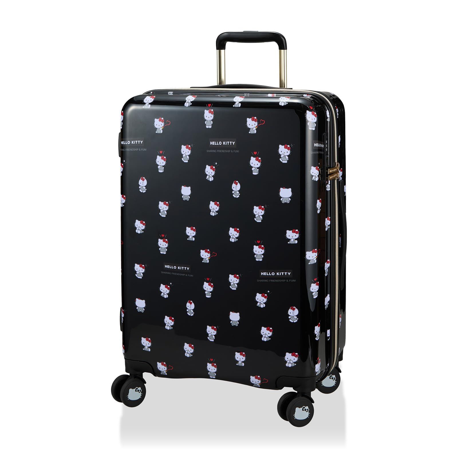 ダブルキャスター ダイヤルロック カップホルダー付き サンリオキャラクターズ 54L HPL2312-56 Mサイズ SA13.ブラックハート スーツケース