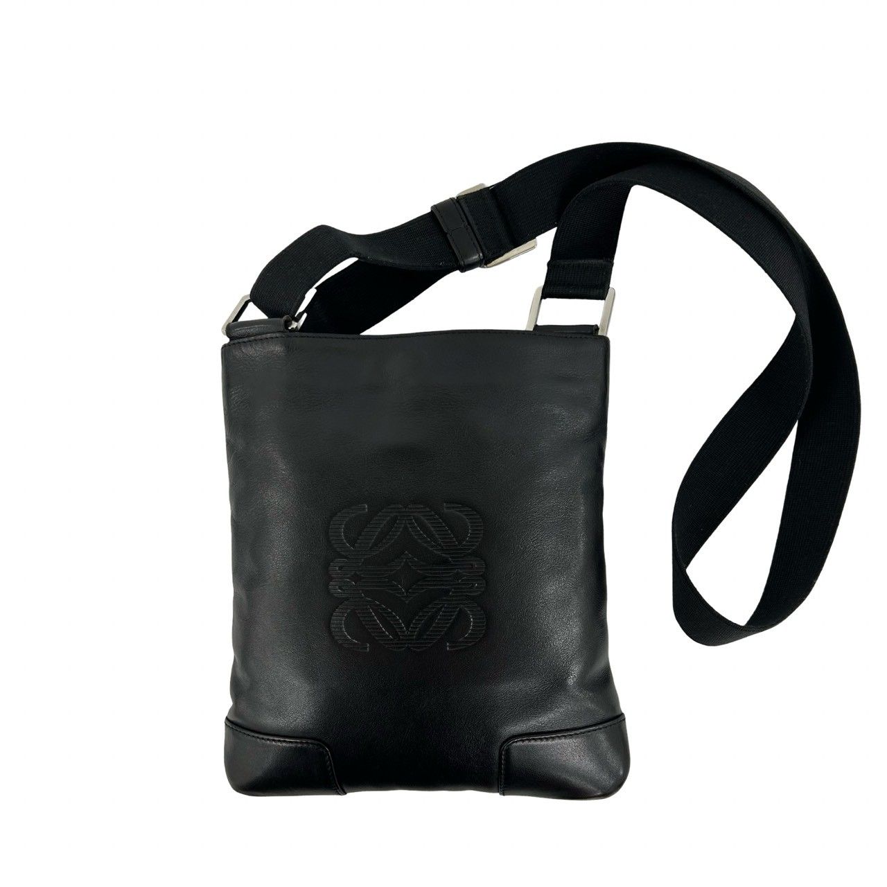 極 美品 希少品 LOEWE ロエベ アナグラム ロゴ レザー 本革 ナイロン