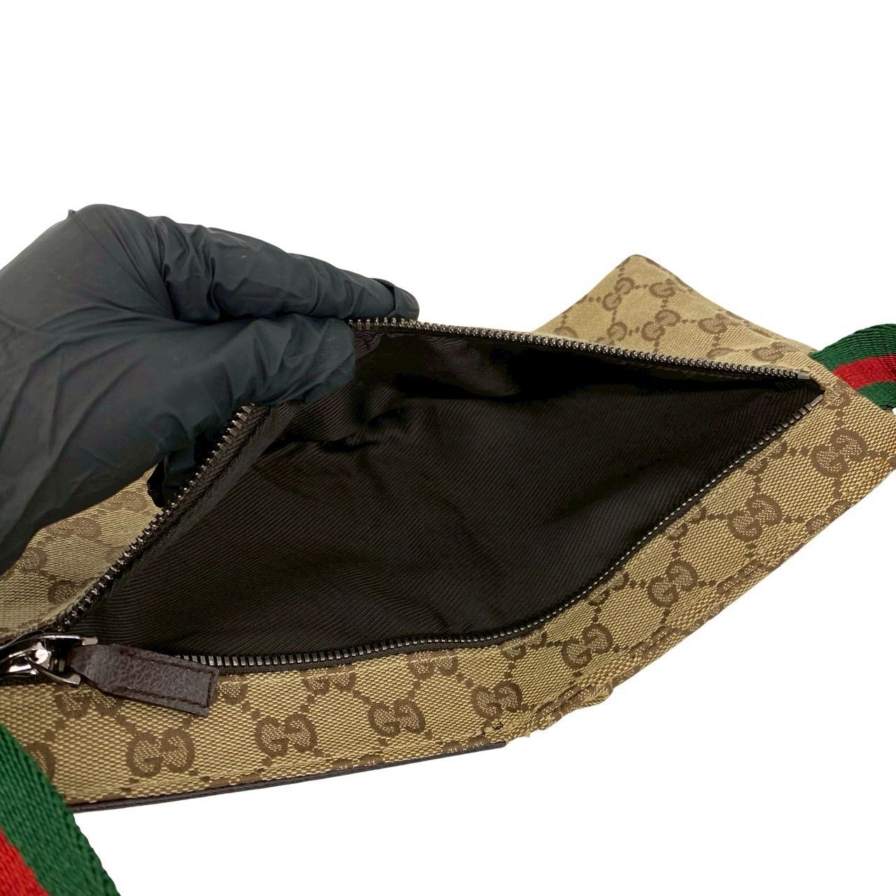 極 美品 GUCCI グッチ シェリーライン GG 柄 キャンバス レザー 本革