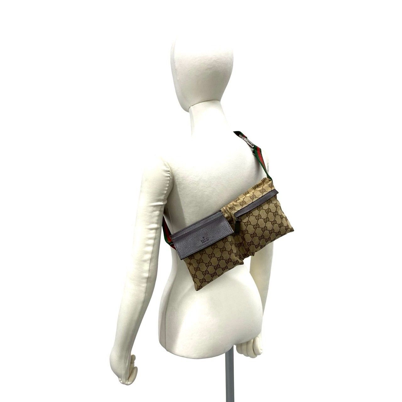 極 美品 GUCCI グッチ シェリーライン GG 柄 キャンバス レザー 本革