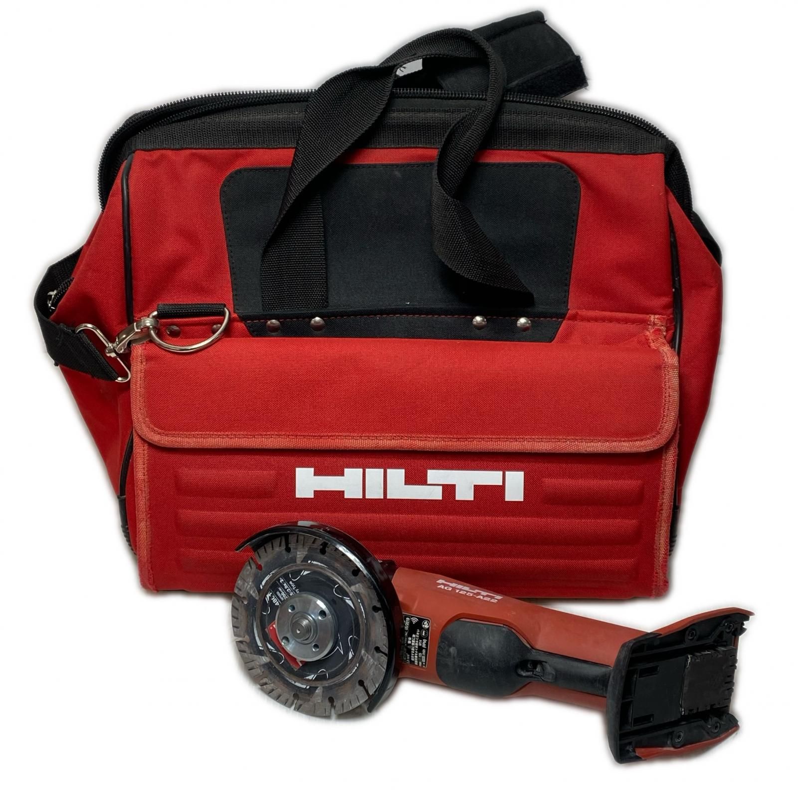 Hilti ヒルティ ディスクグラインダー バッテリー1個・アタッチメント・ロックナットレンチ・ハンドル・ケース コードレス式 125mm 21.6v AG125-A22 レッド