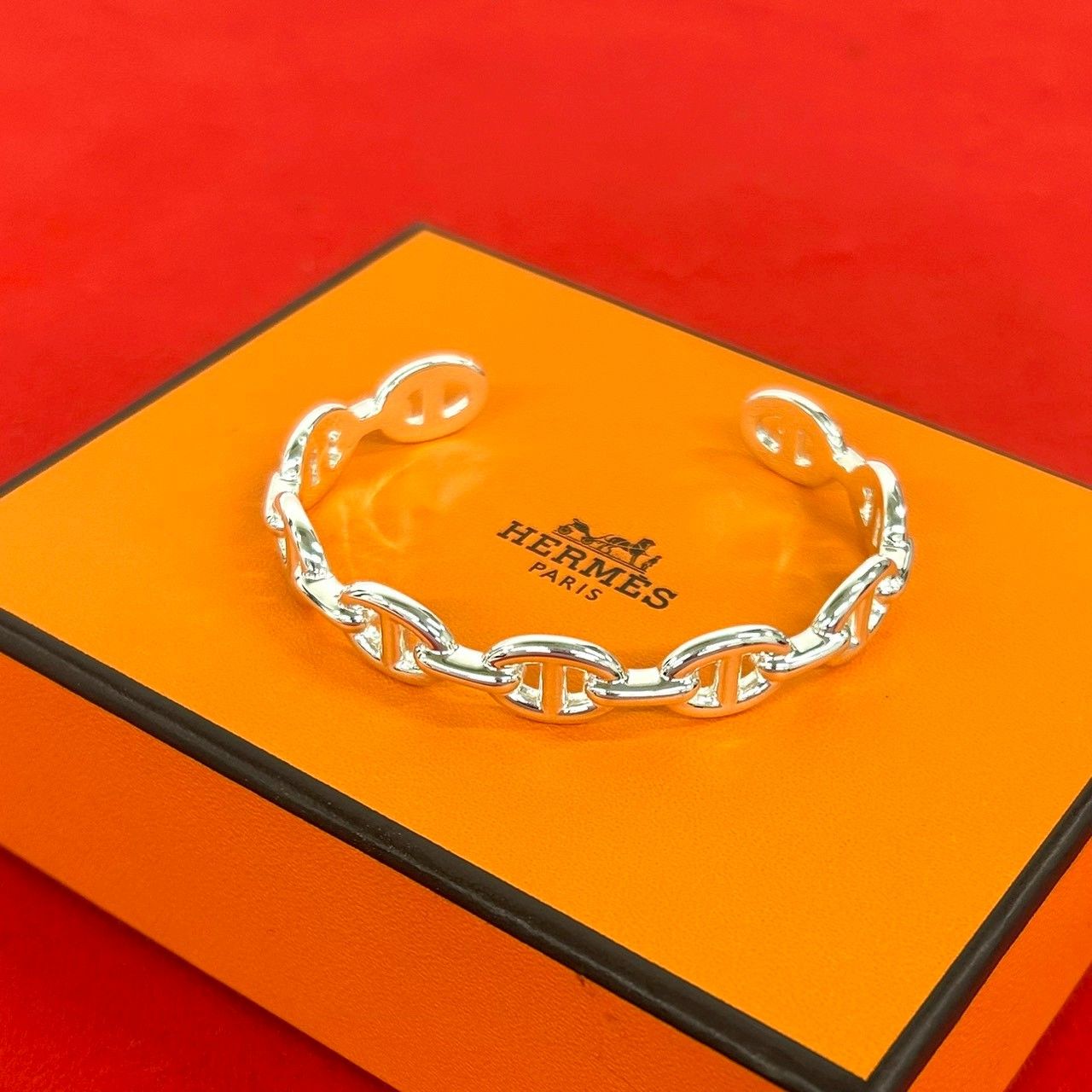 HERMES シルバーバングル 箱付き エルメス クルー ド フォルジュ SV925