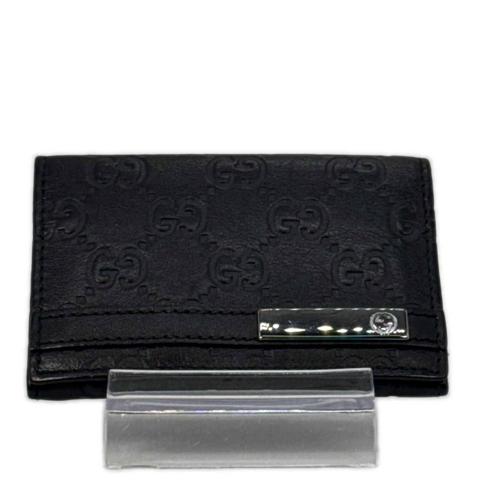 美品 GUCCI グッチ 251727 カードケース グッチシマ 箱付き 496334 ブラック シマレザー ユニセックス
