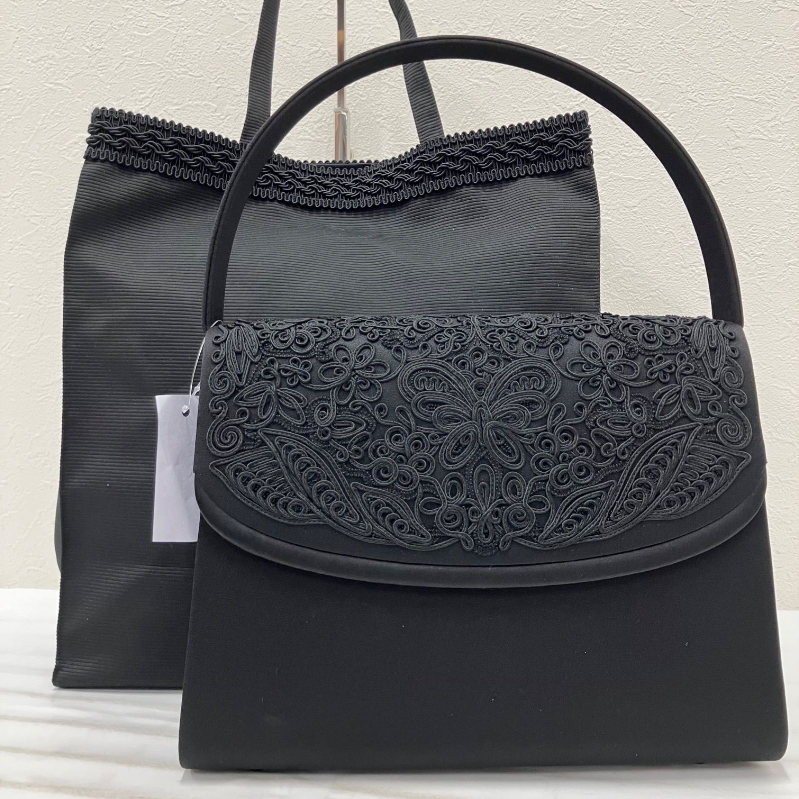 Y3492　ANNA SUI　CEREMONY　アナスイ　セレモニー　他　バッグ　2点セット　冠婚葬祭　フォーマル　オケージョン　ブラック　黒　レディース　バタフライ　フラワー　ハンドバッグ　サブバッグ 11,360円