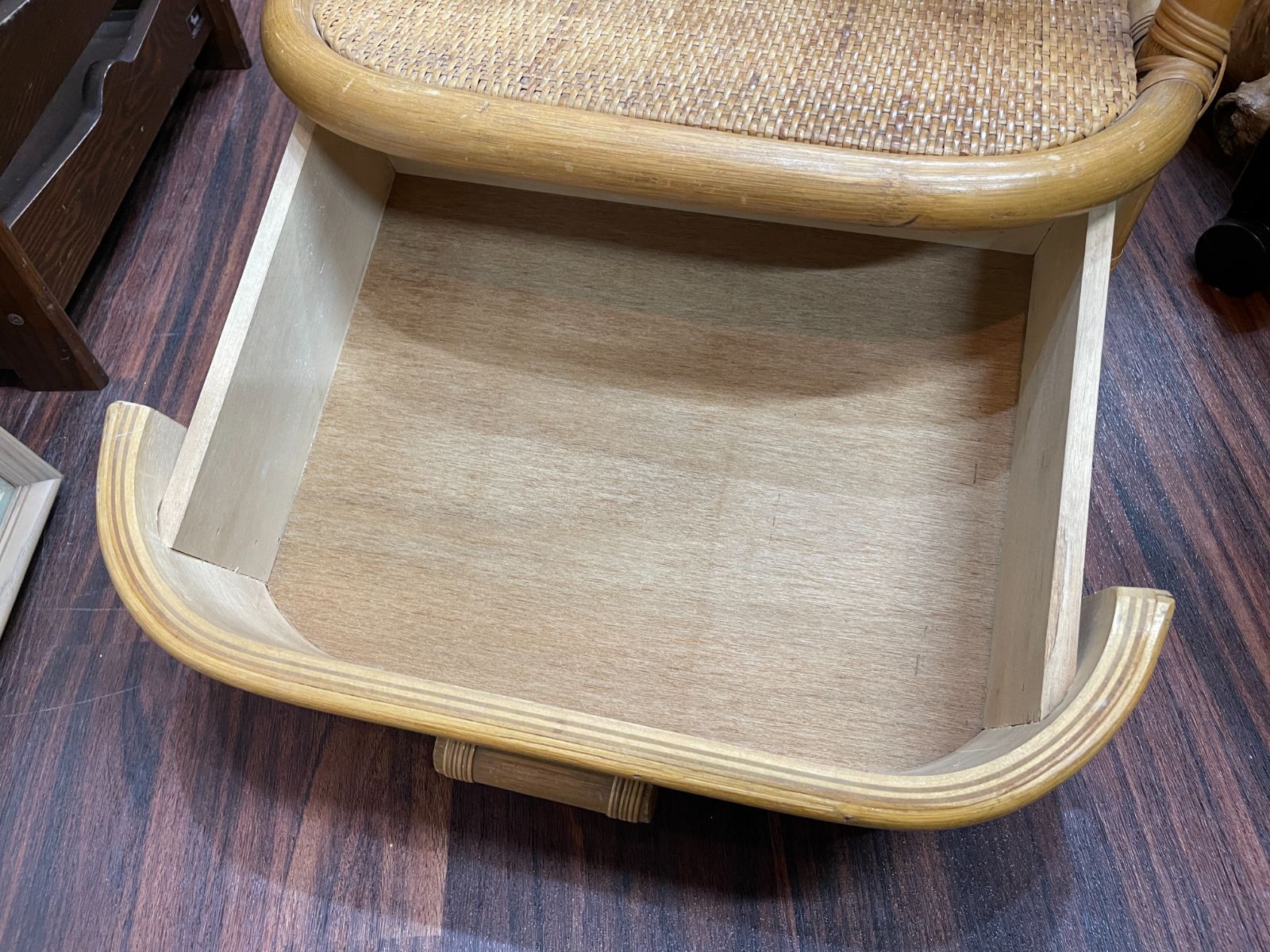 ラタン 姿見 籐家具 昭和レトロ アンティークラタン ミラースタンド ○・昭和レトロ ラタン/籐 スタンドミラー 姿見 収納 キャスター付き