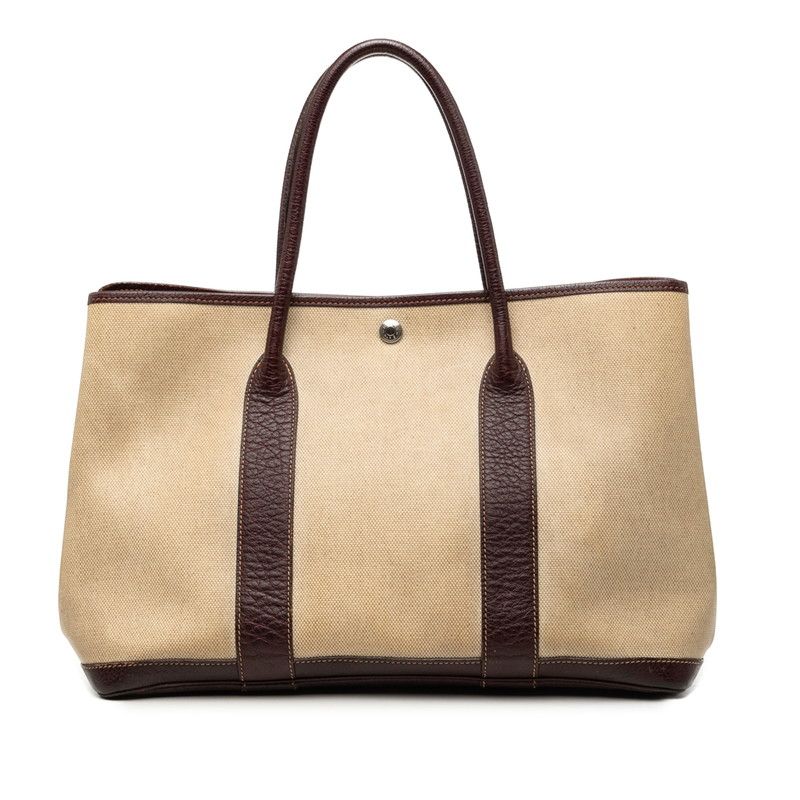 エルメス ガーデンパーティPM トートバッグ ハンドバッグ ベージュ ブラウン トワルアッシュ ネゴンダ レディース HERMES【228-77074】