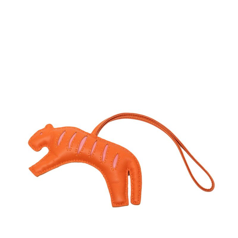 エルメス ルールー タイガー バッグチャーム オレンジ ピンク アニョーミロ レディース HERMES【228-77091】