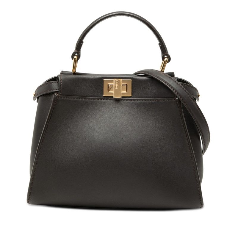 フェンディ ピーカブー ミニ ハンドバッグ ショルダーバッグ 2WAY 8BN244 ダークブラウン レザー レディース FENDI【247-77318】