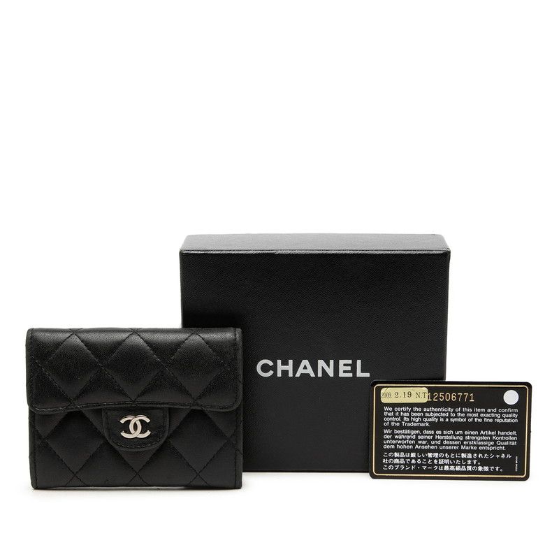 CHANELラムスキン ココマークケース シャネル マトラッセ ココマーク コインケース 小銭入れ ブラック