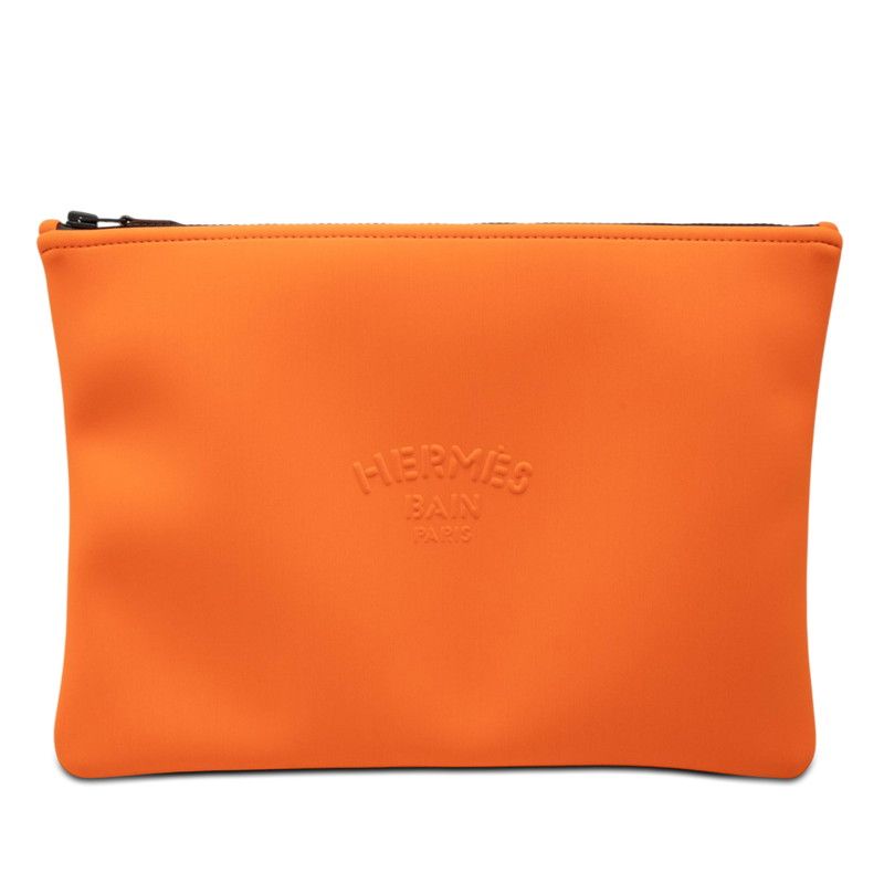 エルメス ネオバンGM ポーチ クラッチバッグ オレンジ ポリアミド エラスタン レディース HERMES【228-77327】