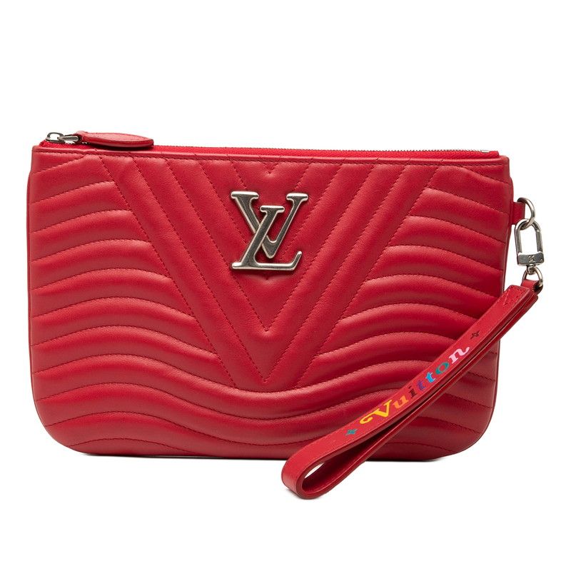 ルイ ヴィトン ニューウエーブ ポシェットジップ クラッチバッグ M67500 レッド レザー レディース LOUIS VUITTON【228-77339】