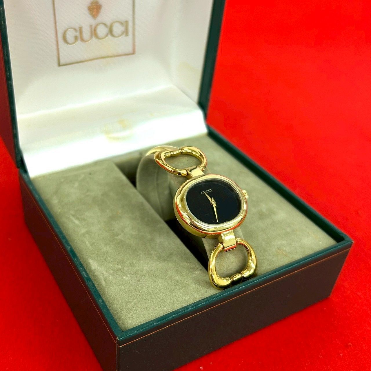 稼働品 極 美品 保存箱付き GUCCI グッチ ヴィンテージ 1600 バングル