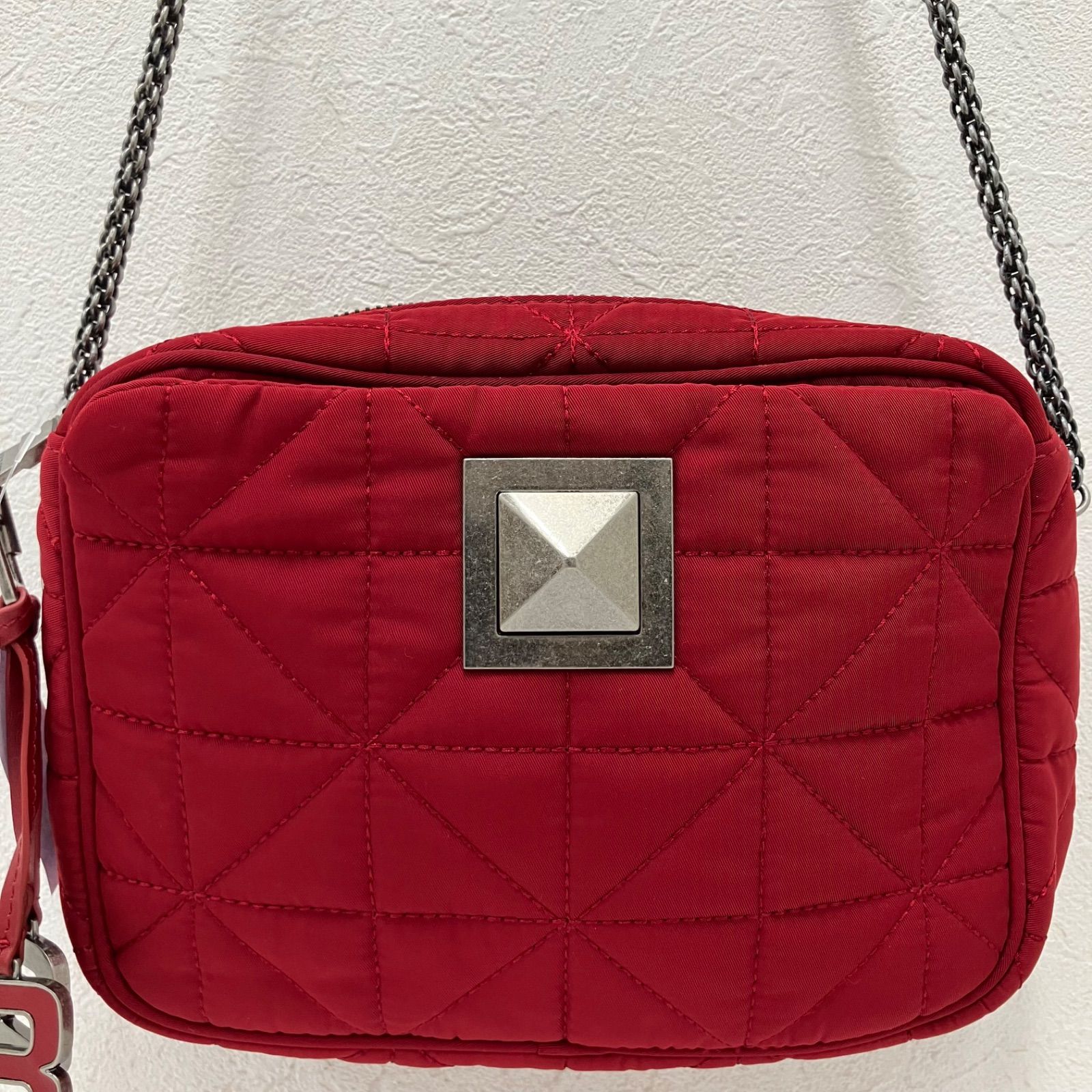3901　SONIA RYKIEL　ソニアリキエル　Le Copain　ルコパン　ショルダーバッグ　チェーンバッグ　キルト　キルティング　レッド　赤　レディース　小さめ　ミニ　タグ付き