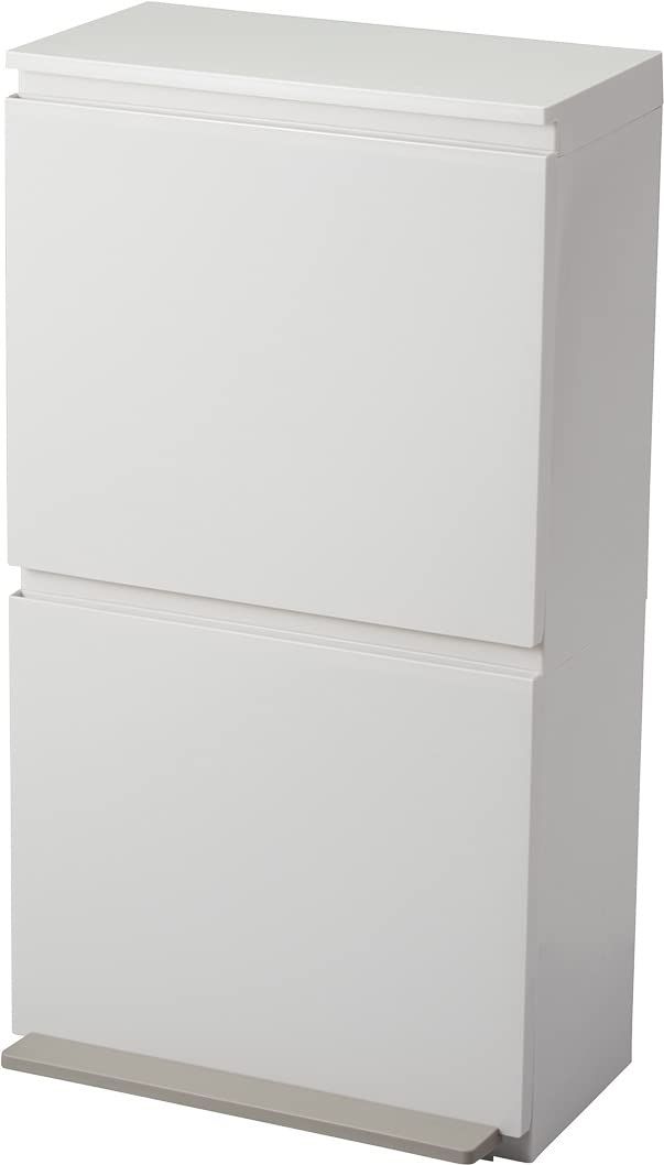 ★新品★【半完成品】アスベル ゴミ箱 40L 2段 分別 縦型 薄型 収納ボックス ペダル フラップ式 日本製 おしゃれ キッチン リビング ダストボックス タオルラック 鏡面仕上げ 幅40×奥行28×高さ76cm 白 ホワイト ベージュ バ ef9f7c62