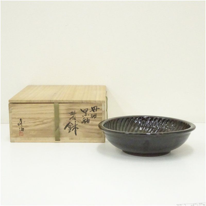 丹波焼　市野豊治造　黒釉掛合鉢（共箱） 食器 おしゃれ アンティーク レトロ 和食 和風 丼 器 小鉢 中鉢 料理 来客 居酒屋 旅館 カフェ 7,110円
