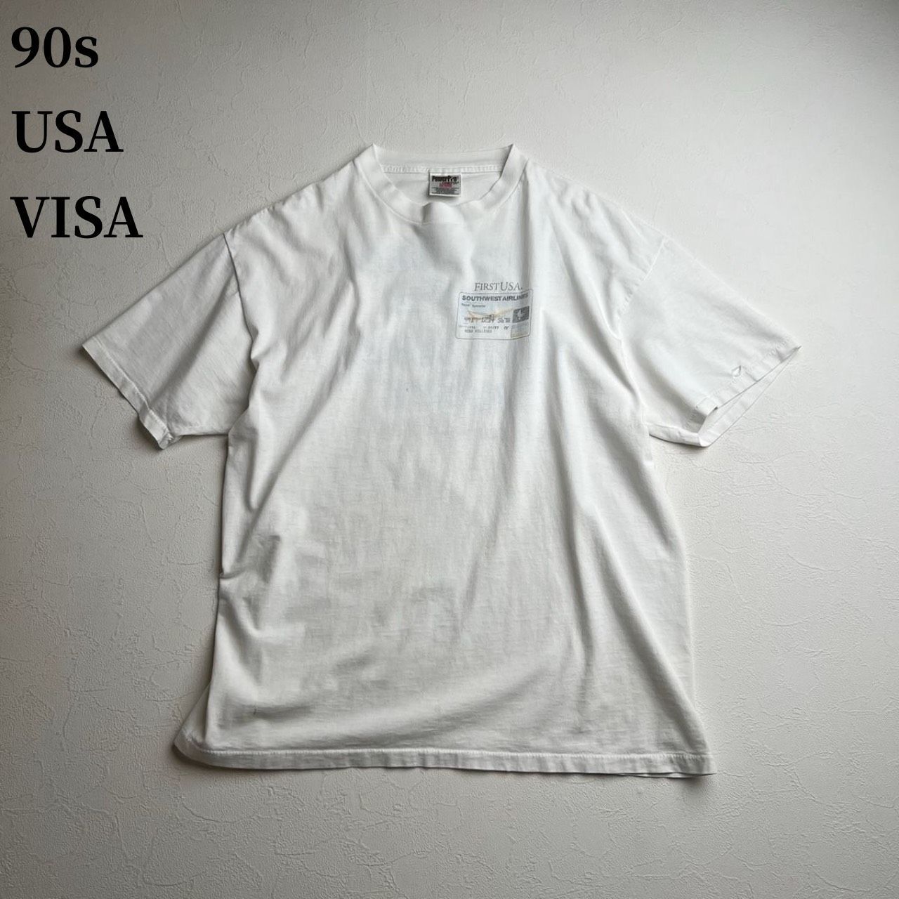 90s USA VISA　メッセージ　ビザ　Tシャツ　ホワイト　XL 古着