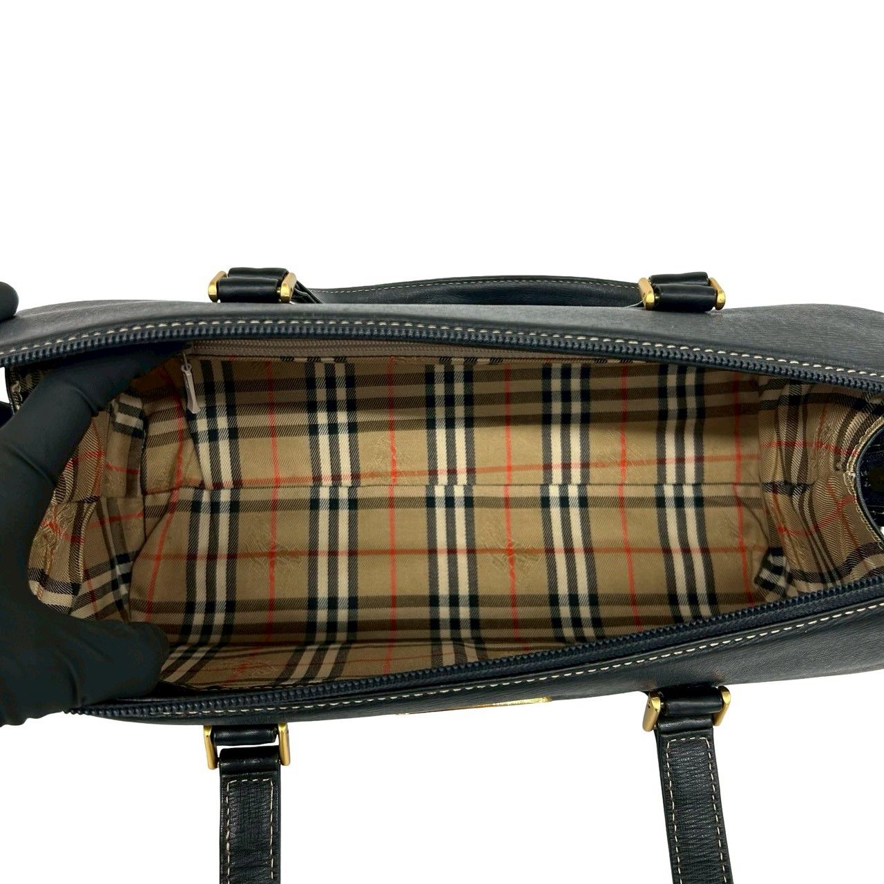極 美品 希少品 BURBERRY バーバリー ロゴ 金具 ノバチェック レザー 