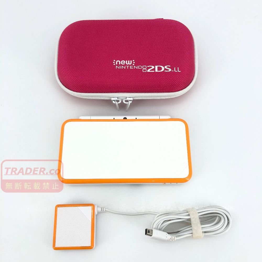 05w22544T 【超美品 new 2DSLL】new NINTENDO 2DSLL 本体のみ ホワイト×オレンジ microSDカード4GB + 充電器 + ケース ＊動作確認/初期化済み＊【中古品】