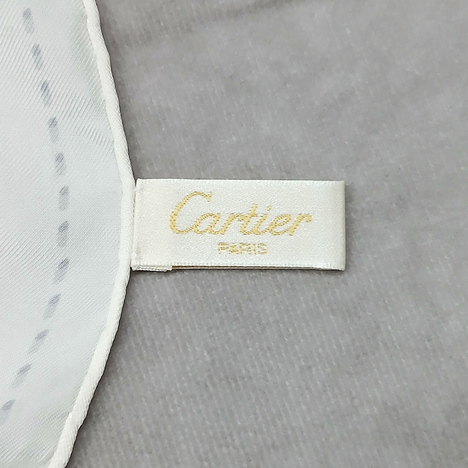 Cartier カルティエ ヴィンテージ スカーフ 総柄 ホワイト シルバー