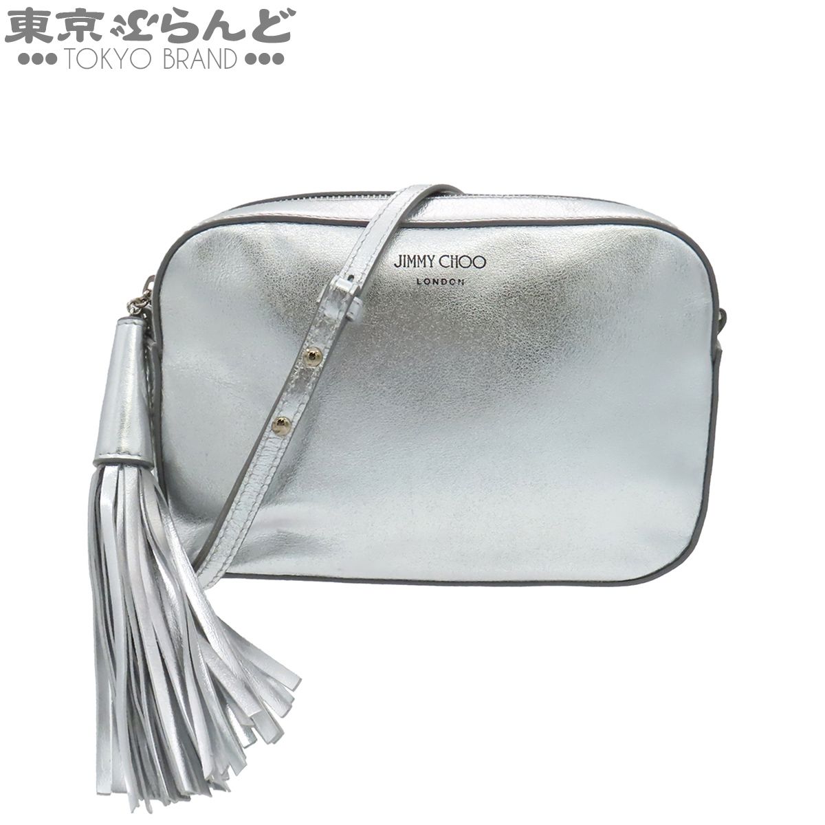 ジミーチュウ JIMMY CHOO ATHINI アティニ シルバー カーフ タッセル カメラバッグ チェーンショルダーバッグ レディース 101878514