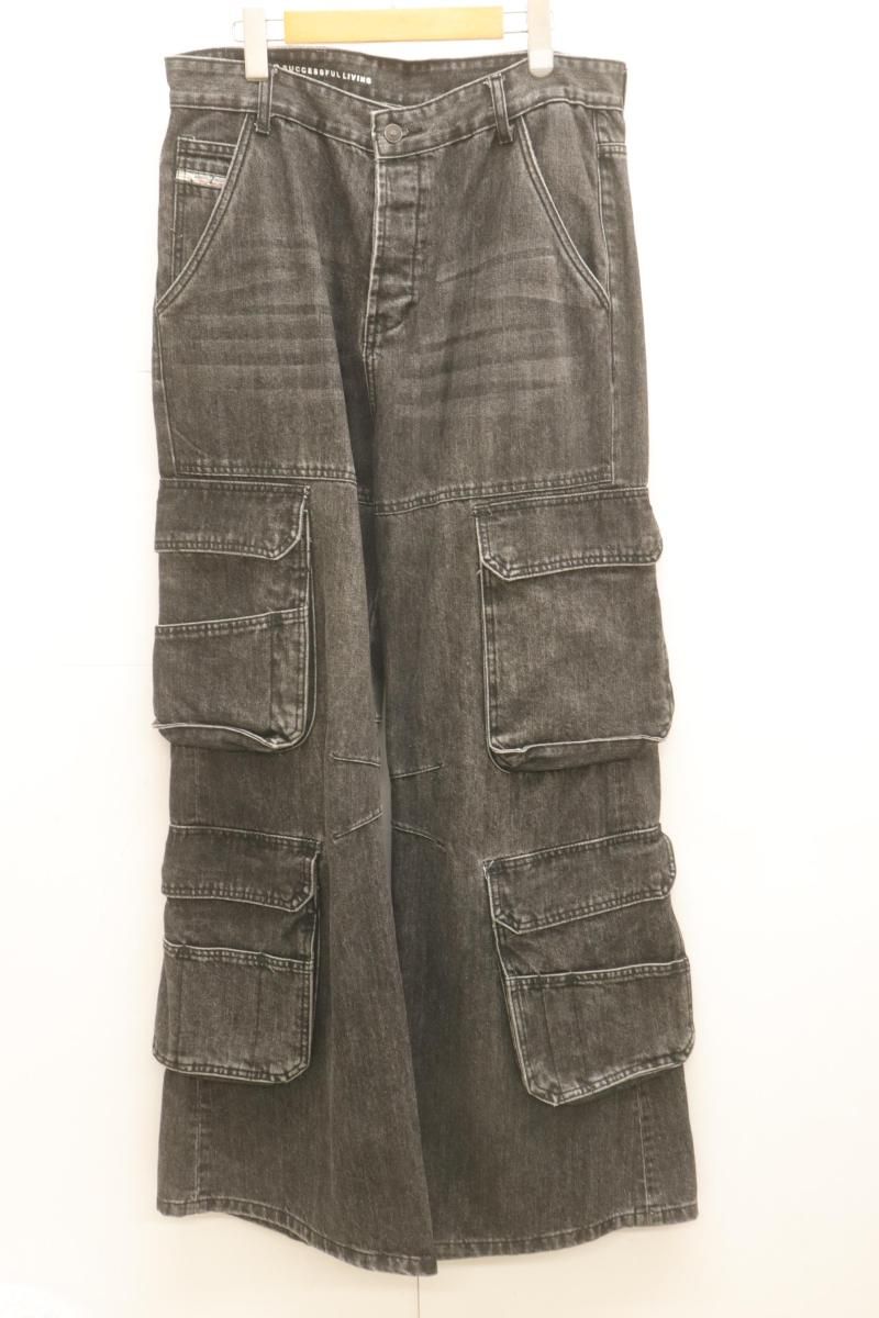 【中古】 DIESEL メンズデニムパンツ W30 デニムカーゴパンツ DIESEL W30 グレー 灰